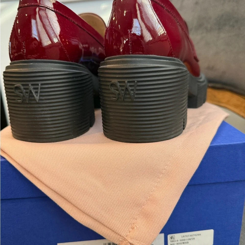 Stuart Weitzman Red Patent Leather Soho Loafers - Picture 11 of 15